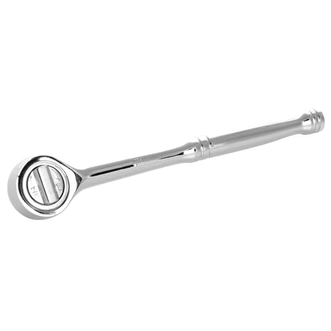 W38106 – PERFORM TOOL Ratchet, 3/8 Inch Drive x 7-7/8 Inch Length Round Head 41 Teeth Polished Nickel Chrome Plated C...